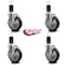 Service Caster 5'' Black Poly Swivel 1-5/8'' Expanding Stem Caster Set with Brake, 4PK SCC-EX20S514-PPUB-BLK-TLB-158-4 - alternate 4